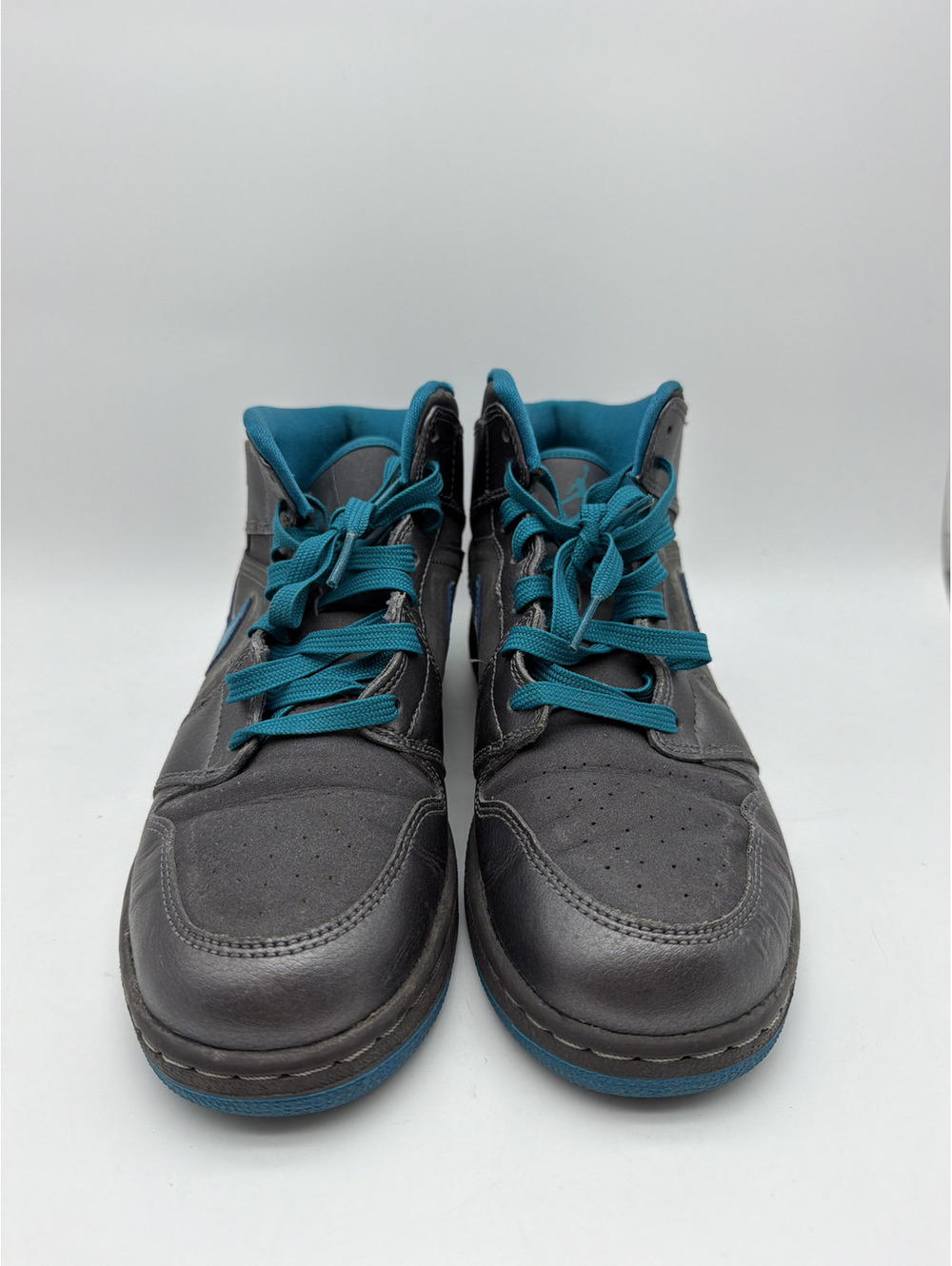 Nike Air Jordan 1 Mid Grey and Blue Sneakers, Youth Size 7Y